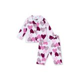 ebebek Hello Baby HelloBaby Kız Bebek Pijama Takımı Kalp Baskılı Düğmeli Gömlek Yaka Long Sleeve Reçme