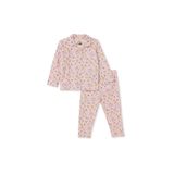 ebebek Hello Baby HelloBaby Kız Bebek Pijama Takımı Kalp Baskılı Düğmeli Gömlek Yaka Uzun Kol Reçme