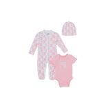 ebebek Hello Baby HelloBaby Kız Bebek Tulum-Body-Şapka Hayvan Baskılı Çıtçıtlı Bisiklet Yaka Uzun Kol Patikli