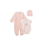 ebebek Hello Baby HelloBaby Kız Bebek Tulum-Body-Şapka Hayvan Baskılı Çıtçıtlı Bisiklet Yaka Uzun Kol Patikli
