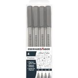 Eberhard Faber 558104 - Pigment Fineliner Siyah Keçeli Kalem, Su Geçirmez Mürekkepli 4 Keçeli Kalem