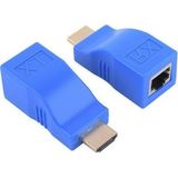 EBG Elektronik HDMI RJ45 Cat5 6 Extender 30 Metre Mesafe Uzatıcı Uzatma Aparatı Adaptör - Mavi