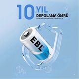 EBL CR123A 3V Lityum Pil (10 Yıl Raf Ömrü, -40°C / +70°C) - Duman Dedektörü, Fener ve Kamera Pili (CR17345, DL123A, EL123AP Muadili) 4lü Paket