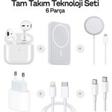 Ebotek Sbz Apple İphone Tam Takım Set 6 Parça - Bluetooth Kulaklık - Magsafe Powerbank - Magsafe Şarj Aleti - 35W Usb-C Hızlı Şarj Adaptörü - Usb-C to Lightning ve Type-C to Type-C Hızlı Şarj Kablosu