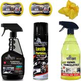 Ebrayn Torpido Parlatıcı+ Lastik Parlatıcı +Genel Temizleyici + Mikrofiber Bez +2AD Sünger - 6 Parça