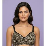 Ebru Balensiz Leopar Desenli Toparlayıcı Sütyen - 100B - Leopar - Siyah