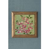 Ebru desenli -Masif Çerçeveli Taş Tablo-Wall Decor- Oscar Stone Decor 28X28 CM