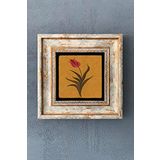 Ebru Lale Çerçeveli Taş Tablo 20x20 cm-Wall Decor Oscar Stone Decor