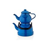 Ebru Metal Ahir Ticaret Emaye Aile Boyu Çaydanlık Takımı Mavi 15/20 (büyük Boy)
