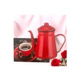 Ebru Metal Emaye Kahve Demliği - 1,5 Litre (Büyük Boy)-kırmızı