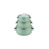 Ebru Metal Emaye Mini Tencere Seti 3'lü Mint Yeşili