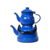 Ebru Metal Mavi Ebru Nostaljik Emaye Çaydanlik Takımı 22/17 (ÇOK BÜYÜK BOY) BPA Free Çelik 0-15 Lt