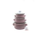 Ebru Metal Nostalji Koleksiyonu Pembe Emaye Mini Tencere Takımı Seti 3'lü
