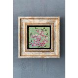 Ebru sanatı -Çerçeveli Taş Tablo 20x20 cm-Wall Decor Oscar Stone Decor