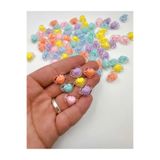 Ebruli Boncuk 12 mm Şeffaf Kalp, Dolgu Kalp Akrilik Boncuk Takı Yapımı Bead (50 Gr)