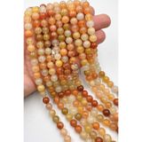 Ebruli Boncuk 8 Mm Doğal Açık Turuncu Taş Akik Takı Yapımı Aksesuar Boncuk Bead (1 DİZİ-48 ADET)