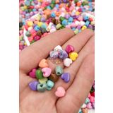 Ebruli Boncuk 8 mm Renkli Kalp Akrilik Boncuk Aksesuar Takı Yapımı Bead (50 Gr)
