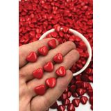 Ebruli Boncuk 8mm Kırmızı Kalp Akrilik Boncuk Takı Yapımı Bead (50 Gr)