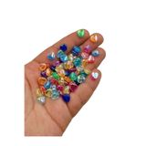 Ebruli Boncuk 8mm Parlak Janjanlı Kalp Akrilik Boncuk Takı Yapımı Bead (50 Gr)