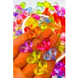 Ebruli Boncuk Renkli Kalp Karışık Şeffaf Boncuk Takı Yapımı Bead (25 Adet)