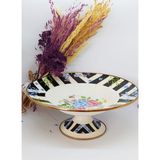 Ebruli Ebruliemaye 30 cm Vintage Ayaklı Meyvelik Begonvil - Renk - Krem - Lila