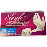 Ebruli Latex Pudralı (M) Eldiven 100'LÜ - Beyaz