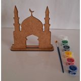 Ebrulisler Cami Maket Ahşap Boyama Seti Kahverengi 1 Boya 1 Fırça Dini Aktivite Hobi