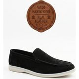 Ebrus Trend ET0252 %100 Içi Dışı Hakiki Deri Erkek Siyah Süet Casual Loafer Termo Taban Ayakkabı