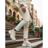 Ebrus Trend ET0401 Bağcıksız Rahat Yüksek Taban Krem Erkek Spor Yarım Bilek Bot