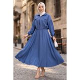 EBRUTESETTÜR Crop Ceket Etekli Spor Takım İndigo