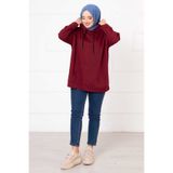 EBRUTESETTÜR Kanguru Cepli Tesettür Sweatshirt Bordo