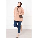EBRUTESETTÜR Kanguru Cepli Tesettür Sweatshirt Camel