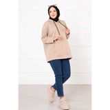 EBRUTESETTÜR Kanguru Cepli Tesettür Sweatshirt Vizon