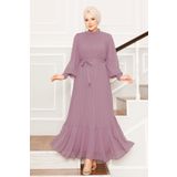 EBRUTESETTÜR Kolları Organze Tesettür Abiye Pudra