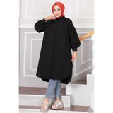 EBRUTESETTÜR Oval Kesim Tesettür Gömlek Tunik Siyah