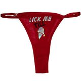 Ebsem Lick me Till Ice Cream Seksi Transparan Transparan Tanga Bikini Kadın Komik İç Çamaşırı Külot Külot İç Çamaşırı, Kırmızı, One Size