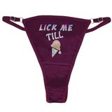 Ebsem Lick me Till Ice Cream Seksi Transparan Transparan Tanga Bikini Kadın Komik İç Çamaşırı Külot Külot İç Çamaşırı, Pamuk - Bordo, Tek Beden
