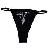 Ebsem Lick me Till Ice Cream Seksi Transparan Transparan Tanga Bikini Kadın Komik İç Çamaşırı Külot Külot İç Çamaşırı, Pamuk - Siyah, Tek Beden