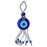 EBSEM - Makrome İpi Örgülü Cam Nazar Boncuğu, Nazarlık, Duvar Süsü, Hediyelik, Dekoratif Süs (3" - 8.5 cm)