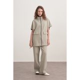 EBU Prive Kadın İnterlok Oversize Yelek Pantolon Takım Pastel Gri