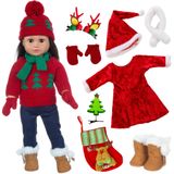 ebuddy Oyuncak Bebek Giysileri ve Aksesuarları Noel Baba Kostüm Seti Noel Ağacı Kazak Seti Dahil 43 cm Bebek Bebekleri, Çoğu 18 inç Oyuncak Bebek (Toplam 13 Adet)