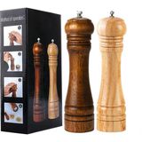 Ebulduk Ahşap Baharat Tuz Öğütücü Değirmen Tuzluk Baharatlık 21 cm 2'li Set - Kahverengi - Krem