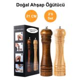 ebulduk Ahşap Baharat Tuz Öğütücü Değirmen Tuzluk Baharatlık 21 Cm 2'li Set