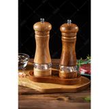 ebulduk Akrilik Bölmeli Ahşap Baharat Tuz Öğütücü Değirmen Tuzluk Baharatlık 16 Cm 2'li Set 2 Renk