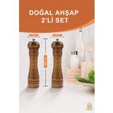 ebulduk Doğal Ahşap Karabiber Tuz Kahve Baharat Öğütücü Ahşap Değirmen Tuzluk Biberlik 2 Adet