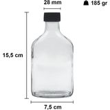 EC Shop Coldbrewtrend Cold Brew Şeffaf 200 ml Sızdırmaz Siyah Plastik Kapaklı 6 Adet Yassı Cam Şişe (Soğuk