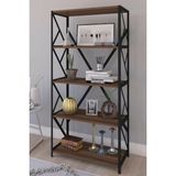 EC Shop Helios Home 5 Raflı Metal Kitaplık Ceviz