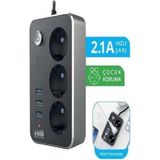 EC Shop Trend Stone Winboss Termal Akım Korumalı 3x USB 3 Lü Çocuk Korumalı 2 Metre Priz