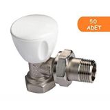 ECA 50 Adet Eca Rv3 1/2 Köşe Radyatör Valfi Petek Havlupan Vanası 602120641 Beyaz