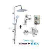 Eca Lia Banyo ve Lavabo Bataryası + itimat Rain Duş Seti + Turkuaz Ara musluk (4'lü Markafiyat Kombin)